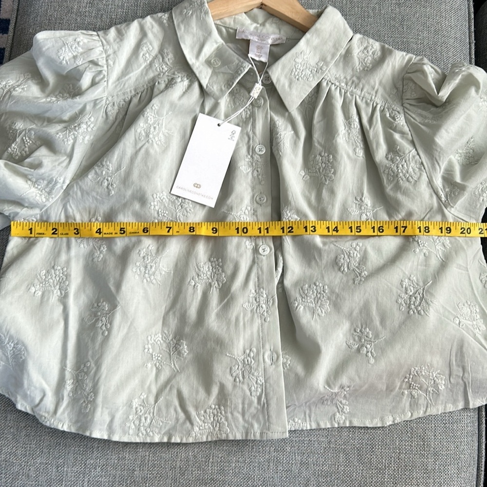 Caroline  Constas Sage Green Embroidered Women's Top 100% cotton - Picture 9 of 11